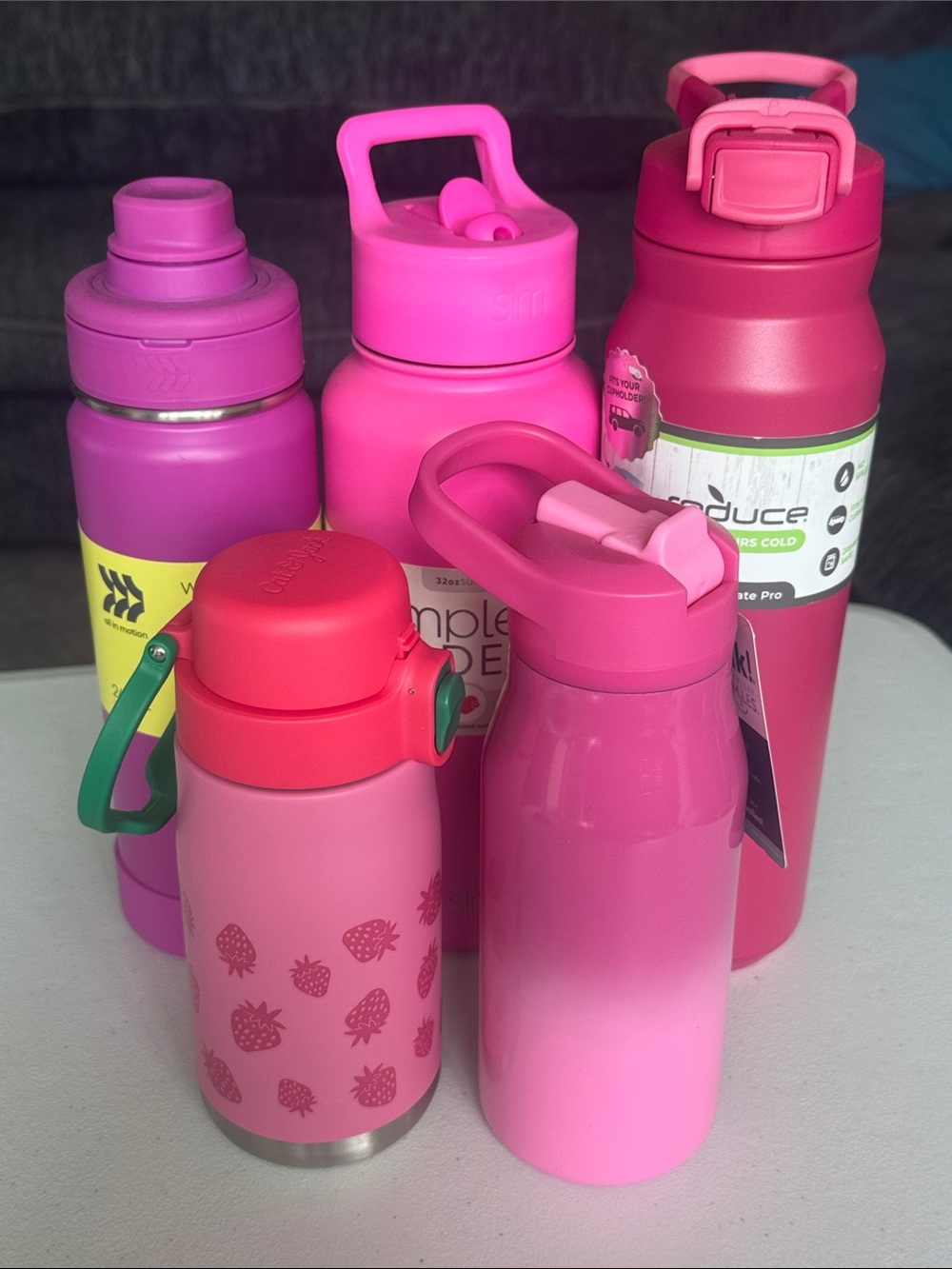 Pink/Purple Toned Assorted Stainless Steel Water Bottle Set